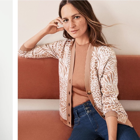 Mixed Animal Print Boyfriend Cardigan - Picture 1 of 12